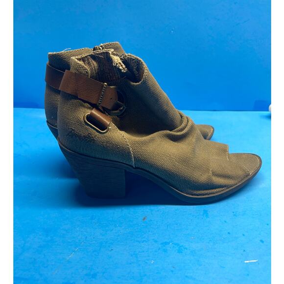 Blowfish Malibu Boots Women's 6.5 Ankle Booties Olive Green Canvas Zip Up Casual - Picture 3 of 10
